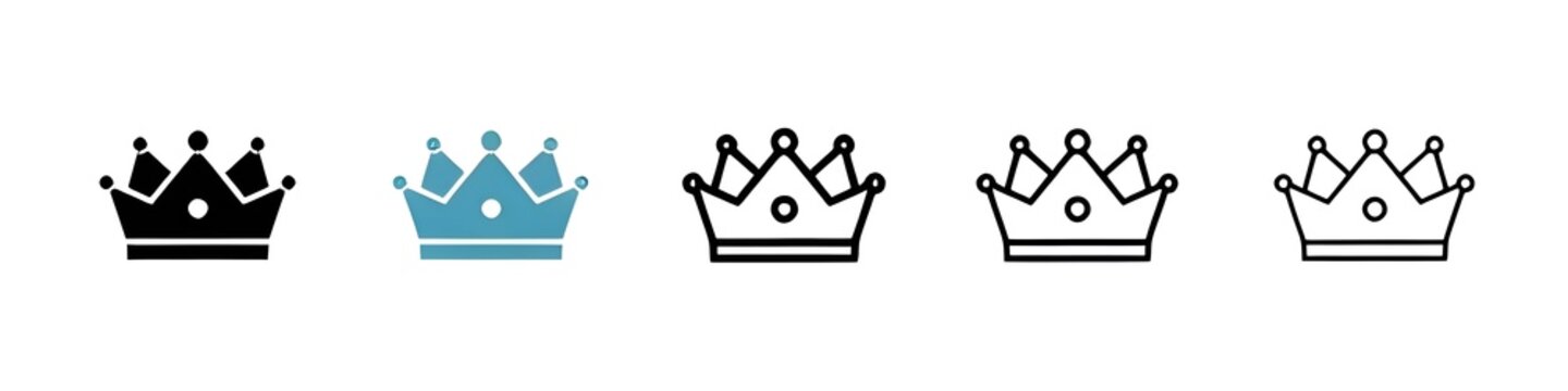 Crown line icon vector set. Thin line customizable illustration. Contour symbol. Vector isolated outline drawing. Editable stroke