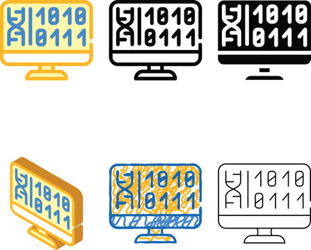 generating protein cell using computer code color icon vector. generating clean protein cell using computer code sign. isolated symbol illustration