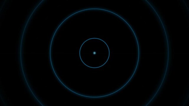 Futuristic Digital Radar Pulse Loop with Glowing Blue Concentric Circular Waves in 4K