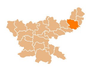 Obraz premium Dumka district highlighted in orange on Jharkhand map