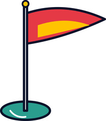 Stylized illustration of a red and yellow corner flag isolated on a white background design. © Jasim