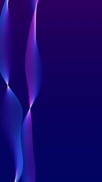 abstract blue and pink wave lines animation, futuristic ai technology and science vertical social media motion background