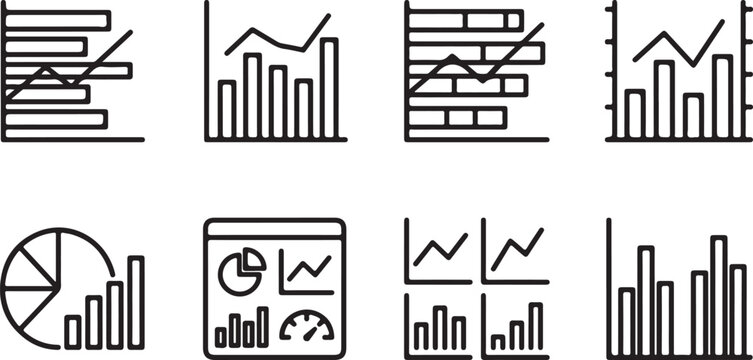 Collection of business charts and graphs for financial analysis and data visualization.