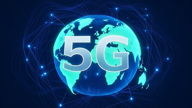 Global 5G network technology concept with earth globe