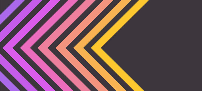 Gradient color stripes chevron background. Copy space for text banner. Vector illustration.