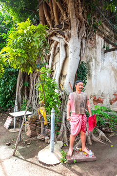 Statue of a Siamese Warrior at Wat Bang Kung Temple