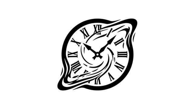 Melting Clock Face with Roman Numerals, Surreal Time Concept