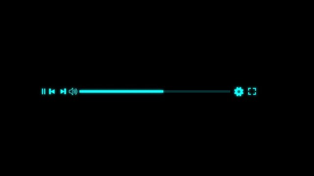 Media player template scroll bar button with audio reactor, Music timeline or video track player, Timeline bar moving as song media playing Animation. music player