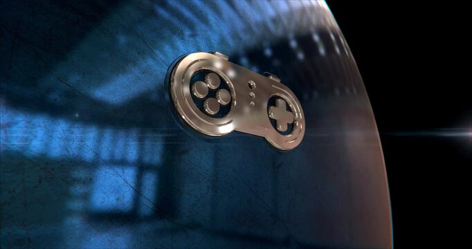 Gaming esport symbol 3d spectacular metal abstract concept animation