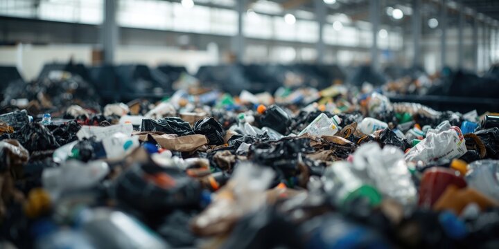 Recycling centers enabling resource recovery by categorizing plastic waste featuring copyspace