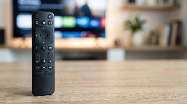Modern TV Remote Control on Wooden Table