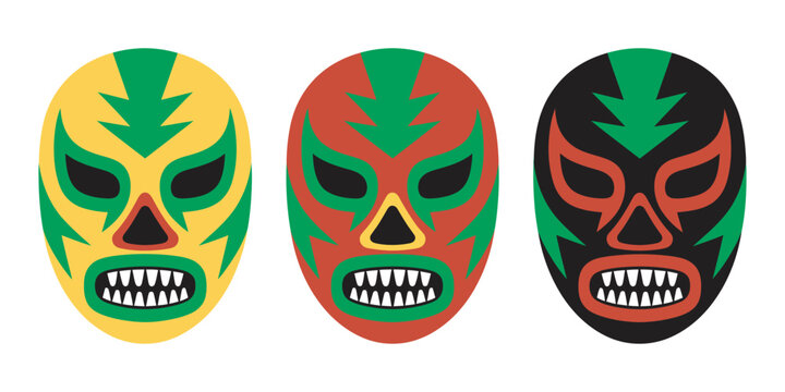 Luchador Icons Featuring Mexican Wrestling Masks for Lucha Libre Fighters Sports Identity and Event Branding