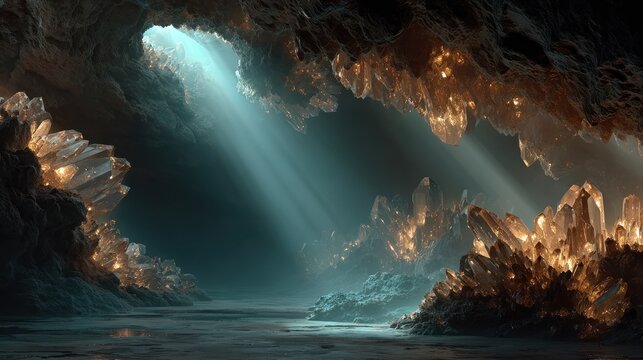 Cave with sunlight shining through.