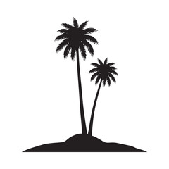 Palm trees silhouette against a white background tropical vegetation shape © MstLaila