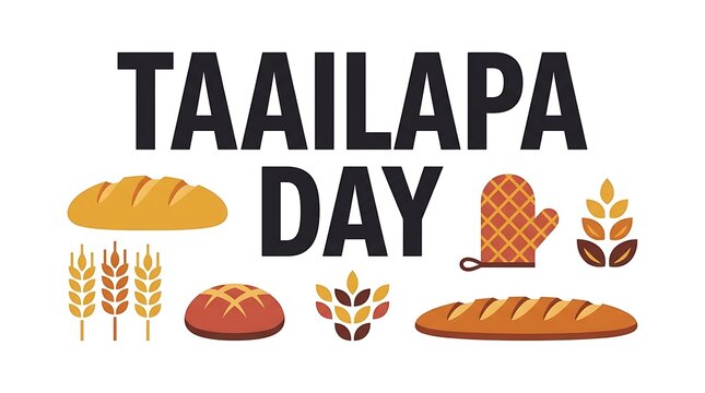 Tartan baking icons, bread illustrations, wheat graphics, Taillapa Day logo