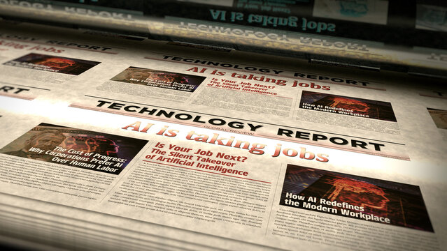 Ai is taking jobs breaking news title newspaper