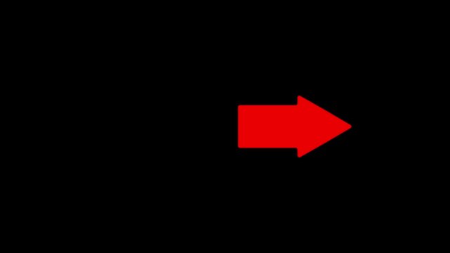 red arrow black background. direction symbol indicating back or previous page. simple red pointer showing opposite direction.