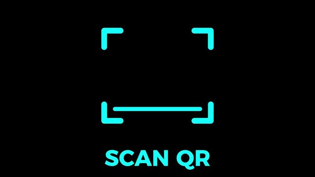Animated glowing blue QR code scanning interface with digital HUD elements for secure mobile payments and information access concepts