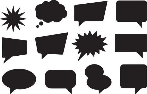 Black comic speech bubbles and icons