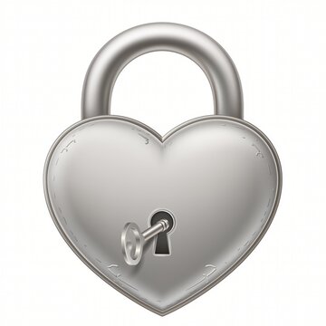 Silver Heart Shaped Padlock with Keyhole for Symbolizing Love, Security, and Commitment in Relationships and Personal Connections