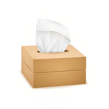 Wooden tissue box with elegant design featuring white tissues gently protruding, ideal for home or office decor and cleanliness in modern environments
