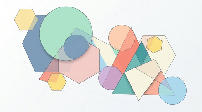 Abstract Geometric Shapes Composition Colorful Modern Design.
