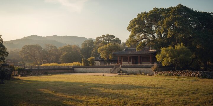 Rural heritage site of Mun Clan with preserved old architecture and mature trees