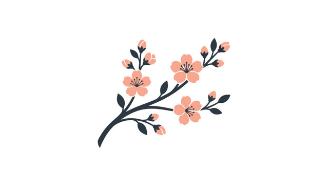 A graceful botanical arrangement of pink flowers on a dark stem beautifully symbolizes the renewal and fresh beginnings of the spring season offering a charming visual for various creative