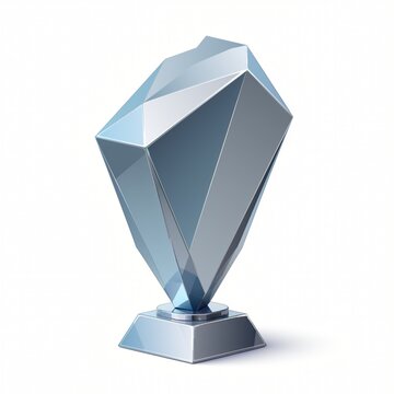 Elegant and Modern Crystal Trophy on White Background for Award Recognition in Competitions, Events, and Achievements in Diverse Fields