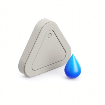 Minimalist Design of a Triangular Object with a Blue Droplet Representing Water or Fluidity in a Clean and Modern Style