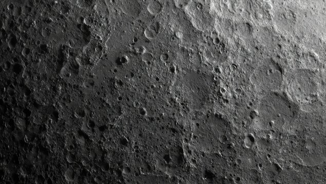 Granular moon surface wallpaper design with precise crater and furrow details in grey scale