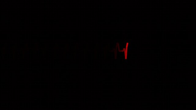 Red Phosphor CRT EKG Tachycardia Fast Heartbeat Trace 4K