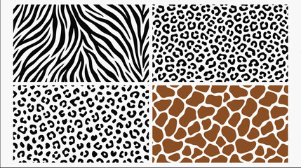 Animal print patterns featuring zebra, leopard, and giraffe markings © MdDulal