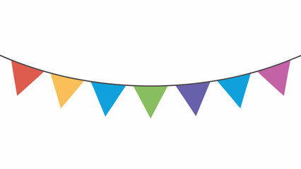 Colorful triangular flags on a string flat vector illustration © bashanti