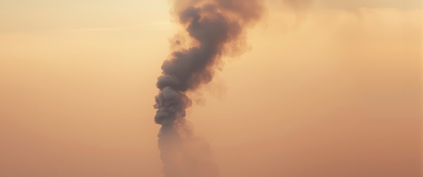 dense smoke trail climbing over soft bright background showing environmental harm
