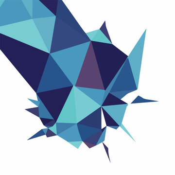 Geometric blue polygonal wolf head illustration