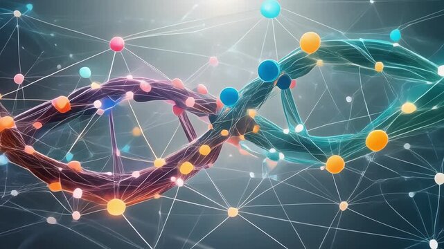 abstract 3d wireframe animation with glowing nodes and dynamic motion