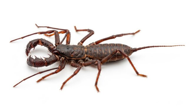 Whip Scorpion on White Background