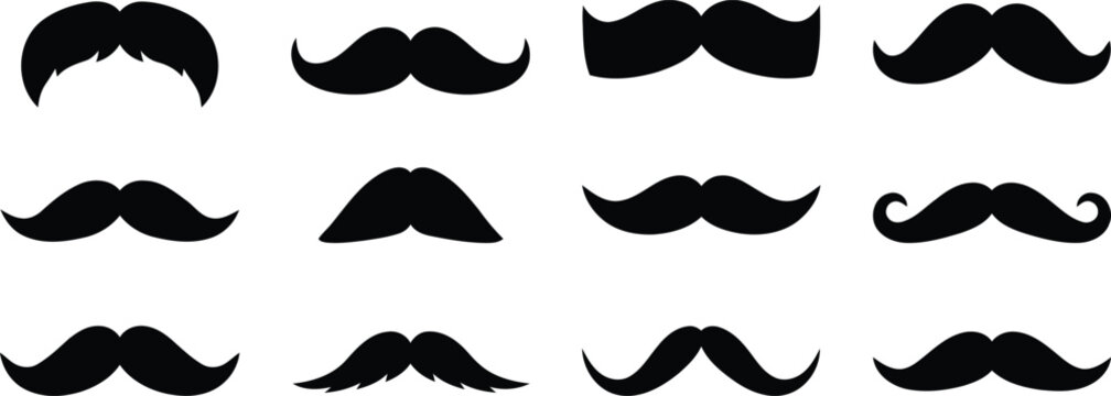 Collection of black mustache silhouettes