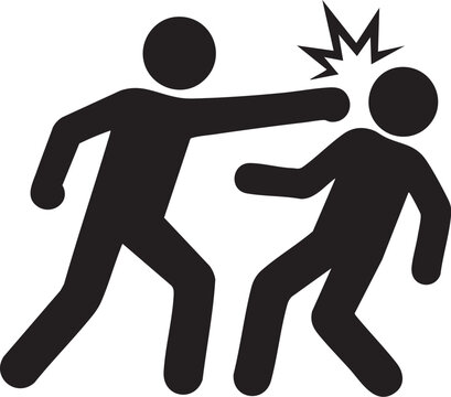 Punching Person Violence Warning Design Asset Vector Illustration