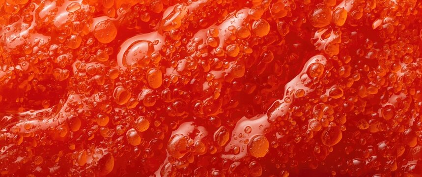 Close-up of bubbles in a fizzy red beverage