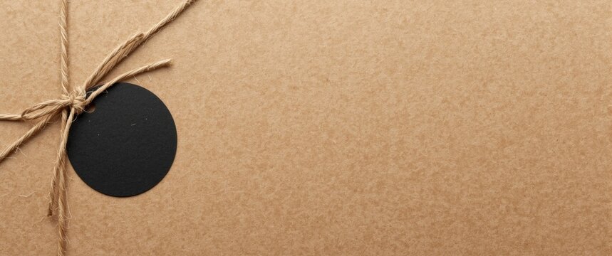 Kraft paper packaging with a black tag and twine