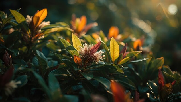 Tropical Puring Teri foliage glowing with vibrant colors throughout summer and autumn
