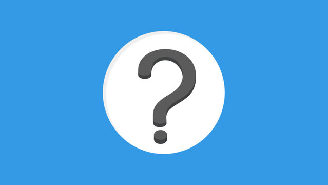 Question mark symbol inside a white circular shape on a blue background. Concept of inquiry, uncertainty, FAQ, help, support, information, and problem solving.