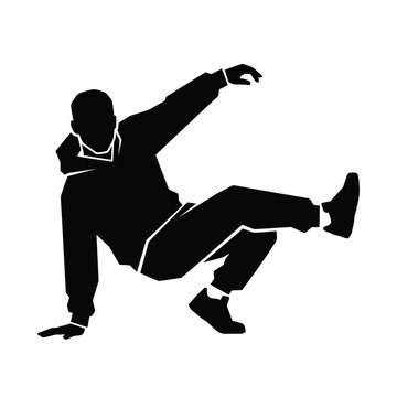 Dynamic silhouette of a breakdancer or parkour practitioner in action