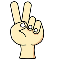 Fototapeta premium Number Two Hand Sign Vector Icon