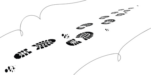 Obraz premium Abstract Minimalist Boot Footprints with Continuous Line Art Background