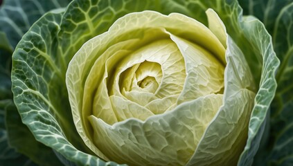 Fototapeta premium Close-up of a fresh green cabbage in its natural form