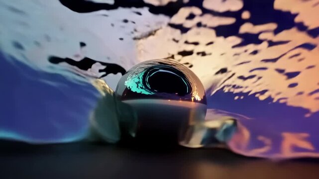 abstract cosmic sphere floating in colorful nebula space