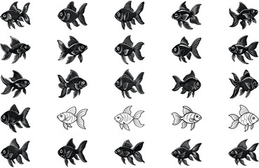 Fototapeta premium Fish icon vector set isolated on white background. food illustration sign collection.